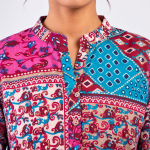 Multi-Color Patchwork Print Short Kurti - Image 2