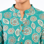 Teal Blue Printed Short Kurti - Image 2