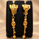 Gold-Tone Traditional Hanging Earrings with Heart Charms for Women