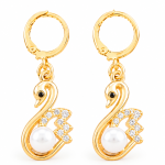 Golden Swan Pearl Dangle Earrings
