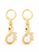 Golden Swan Pearl Dangle Earrings