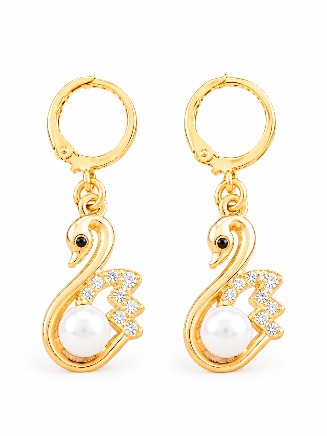 Golden Swan Pearl Dangle Earrings Golden Swan Pearl Dangle Earrings - Image 1